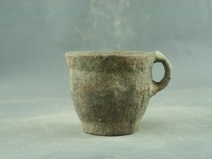 马厂类型细绳纹灰陶单耳杯