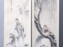民国马虎臣设色人物四条屏