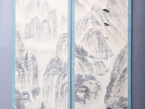 清代张云锦水墨山水立幅